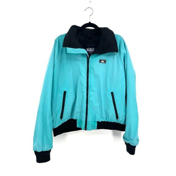 WOOLRICH Mens Teal Blue Vintage Retro Full Zip Fleece Lined Outdoor Jacket Large - Picture 1 of 7